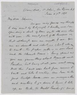 Letter to W.A. Johnson, June 27, 1871