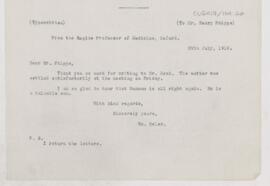 Letter to Henry Phipps, July 29, 1912