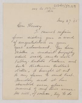 Letter to Harvey Cushing, May 27, 1925