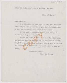 Letter to Herbert Stanley Birkett, July 16, 1914