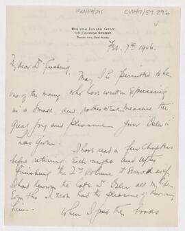 Letter to Harvey Cushing, February 7, 1926