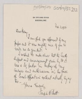 Letter to Harvey Cushing, February 2, 1926