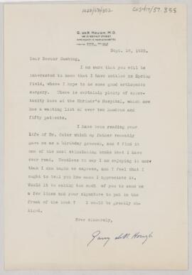 Letter to Harvey Cushing, September 16, 1925