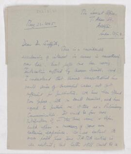 Letter to Dr. Griffith from Dr. E. Clayton-Jones