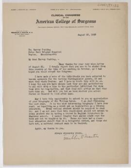 Letter to Harvey Cushing, August 25, 1925