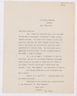 Letter to Margaret E. Charlton, January 26, 1917