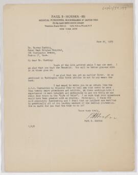 Letter to Harvey Cushing, June 20, 1925