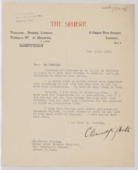 Letter to Harvey Cushing, October 13, 1925