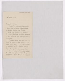 Letter to William Osler, March 14, 1919