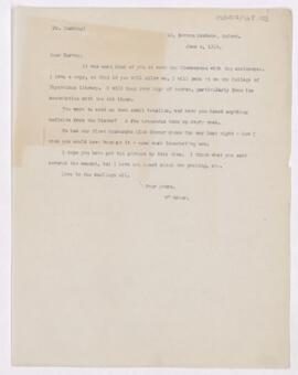 Letter to Harvey Cushing, June 4, 1919