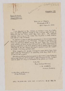 Letter from I.G. Gibbon
