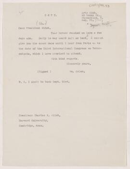 Letter to Charles W. Eliot, August 21, 1903