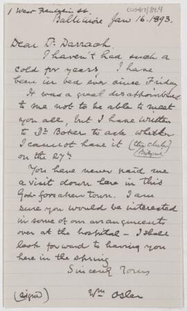 Letter to William Darrach, January 16, 1893