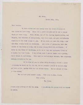 Letter to Henry Barton Jacobs, March 10, 1911