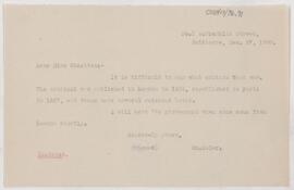 Letter to Margaret E. Charlton, December 27, 1900