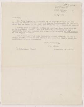 Letter to Sir John Burdon Sanderson, May 11, 1904