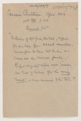 Cushing's notes on extract from the Canadian Practitioner, April 1883, April 1883