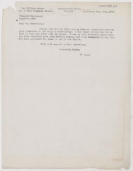 Letter to Surgeon General G. M. Sternberg, June 29, 1893