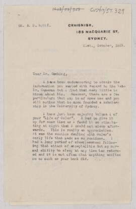 Letter to Harvey Cushing, October 21, 1925