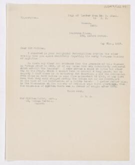 Letter to William Osler, May 31, 1917