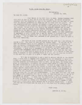 Letter, October 31, 1903