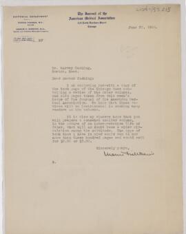 Letter to Harvey Cushing, June 30, 1925