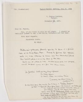 Letter to T. Herbert Warren, November 16, 1905