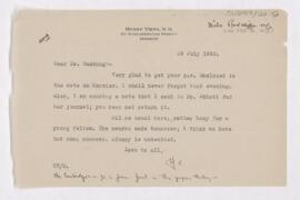 Letter to Harvey Cushing, (ca November 21, 1916)