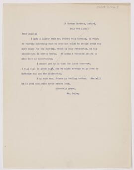 Letter to Henry Barton Jacobs, July 5, 1911