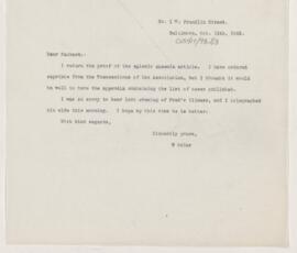 Letter to Francis R. Packard, October 11, 1902