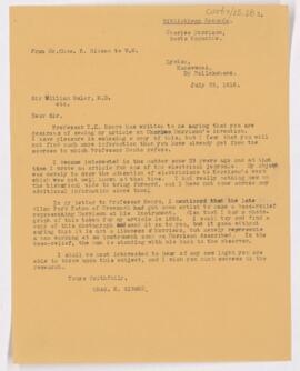 Letter to William Osler