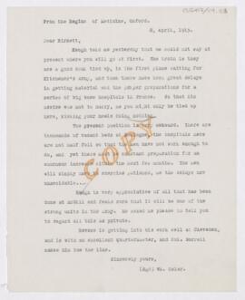 Letter to Herbert Stanley Birkett, April 8, 1915