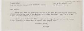 Letter to William Sydney Thayer, November 30, 1914