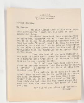 Correspondence from Jean Jefferson Penfield to WGP (arranged as bundled)