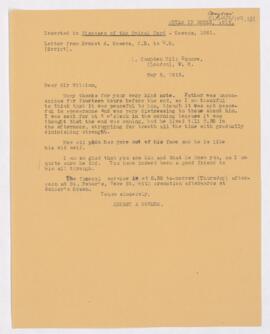 Letter to William Osler, May 5, 1915