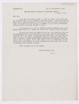 Letter to Featherston Osler, July 9, 1915