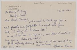 Letter to Harvey Cushing, February 4, 1926