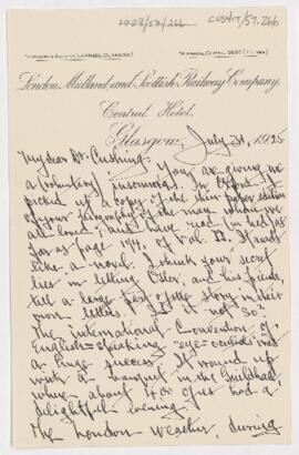 Letter to Harvey Cushing, July 31, 1925