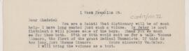 Letter to J.R. Chadwick, 1904