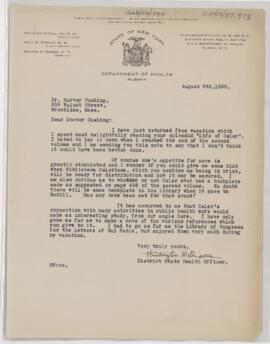 Letter to Harvey Cushing, August 6, 1925