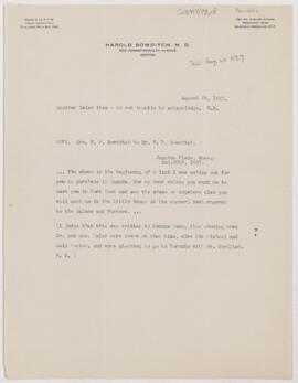 Letter to Harvey Cushing, August 25, 1920