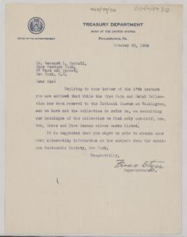 Letter to Leonard L. Mackall, October 20, 1925