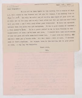 Letter to Campbell Palmer Howard, September 1, 1911