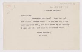 Letter to A.E. Cowley, December 12, 1910