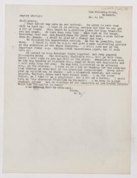 Letter to Thomas Archibald Malloch, April 24, 1918