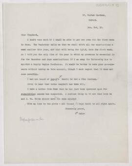 Letter to Francis John Shepherd, December 3, 1910