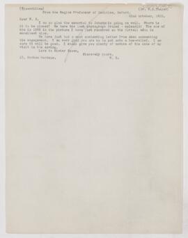 Letter to William Sydney Thayer, October 22, 1912