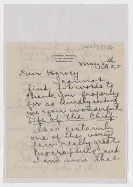 Letter to Harvey Cushing, May 5, 1925