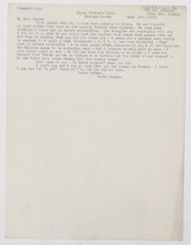 Letter to Harvey Cushing, September 13, 1917