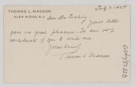 Letter to Harvey Cushing, July 7, 1925
